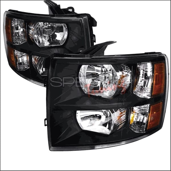 Overtime Crystal Housing Headlights for 07 to 12 Chevrolet Silverado- Black - 20 x 17 x 19 in. OV3753258 - main